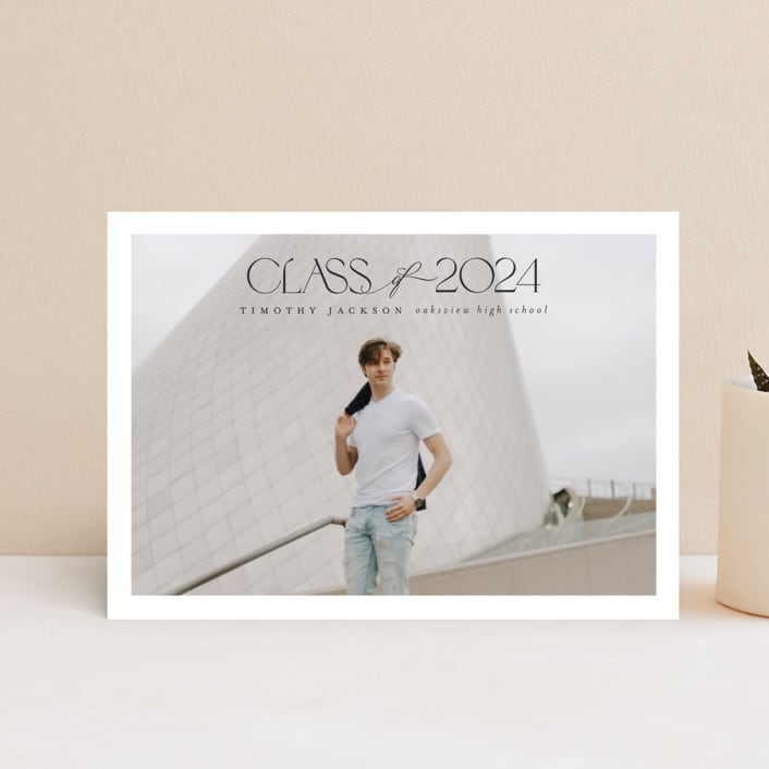 "Class" - Graduation Announcements in Charcoal by Nicole Walsh - Front