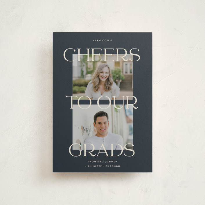 "Double the cheers" - Graduation Announcements in Nightsky by Pati Cascino - Front