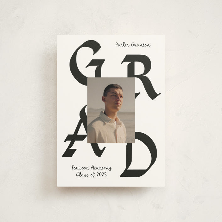 "Calligraphic Ink" - Graduation Announcements in Cotton by Chryssi Tsoupanarias - Front