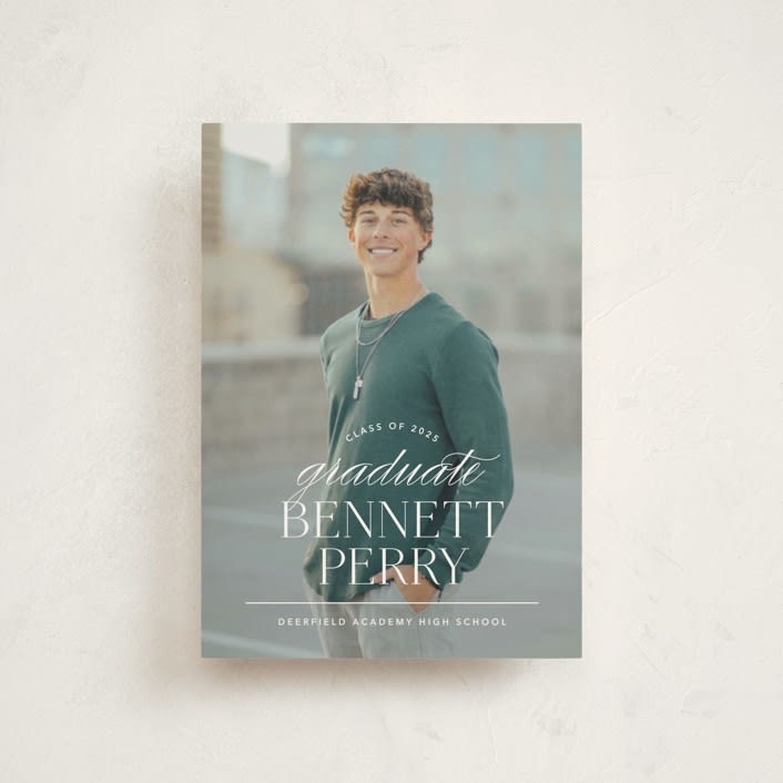 "Academy" - Graduation Announcements in Pearl by Jennifer Postorino - Front
