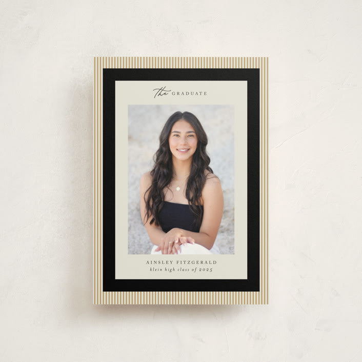 "Modern striped frame" - Graduation Announcements in Noir by Jackie Crawford - Front