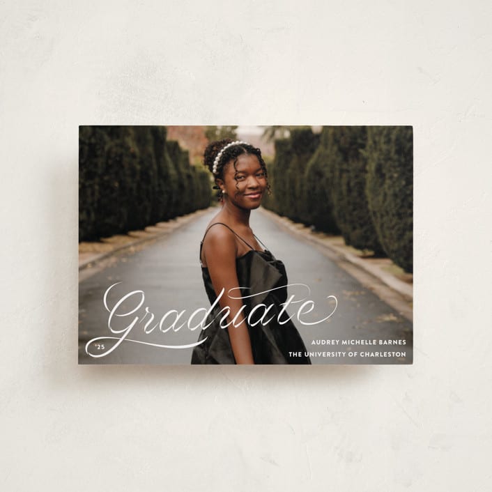 "Ribbons and Cords" - Graduation Announcements in Ink by Megan Davis - Front