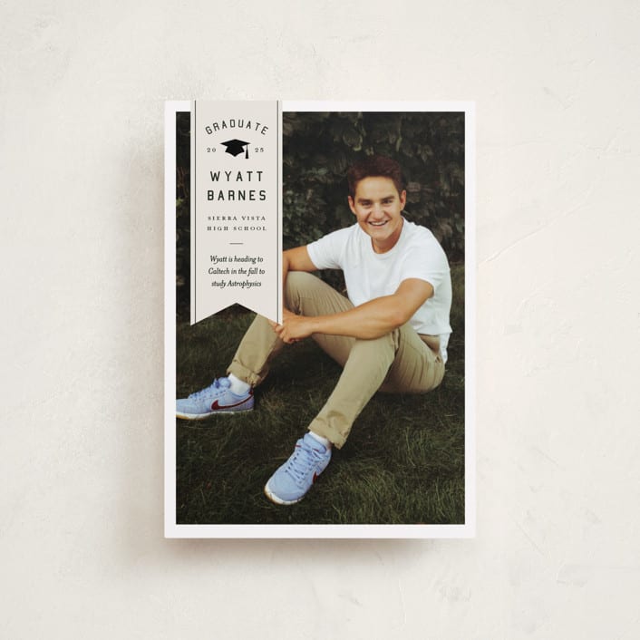 "grad ribbon" - Graduation Announcements in Taupe by Sarah Curry - Front