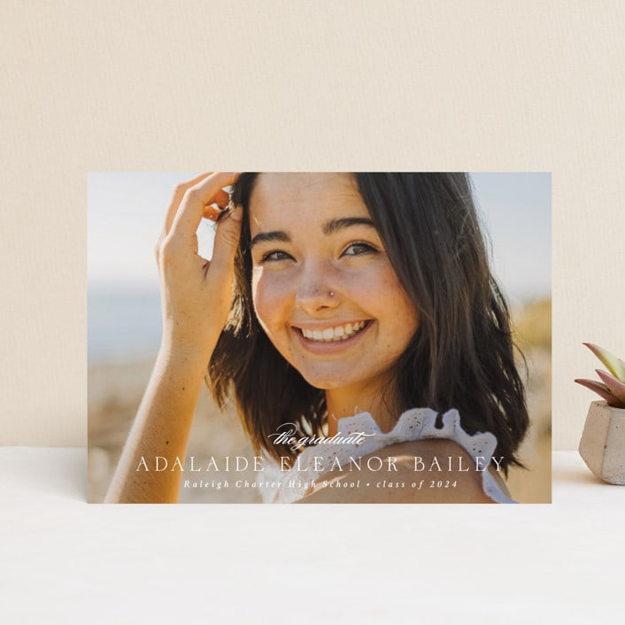 "graceful" - Graduation Announcements in Cotton by Emily Sabol Goss - Front