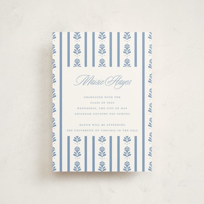 "Sweet Garden" - Graduation Announcements in Provincial Blue by Erin German - Front