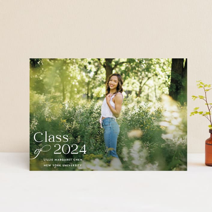 "Classical Grad" - Graduation Announcements in Blanco by Megan Davis - Front