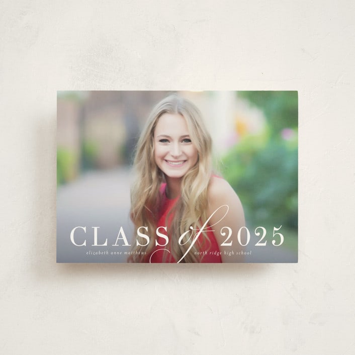"Timeless Grad" - Graduation Announcements in Pebble by Katy Shen - Front