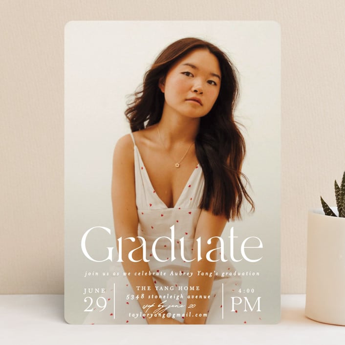 "Typeset" - Graduation Party Invitations in Dove by Erin L. Wilson - Front
