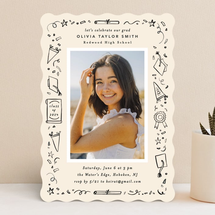 "Iconic" - Graduation Party Invitations in Sand by Creo Study - Front
