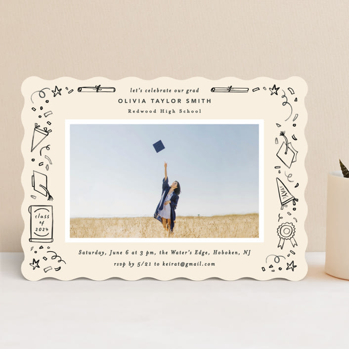 "Iconic" - Graduation Party Invitations in Sand by Creo Study - Front