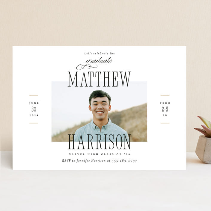 "Posh Party" - Graduation Party Invitations in Tuxedo by Pink House Press - Front