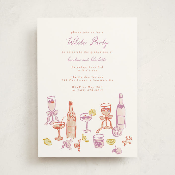"cocktails and laughter" - Graduation Party Invitations in Orchid by Cass Loh - Front