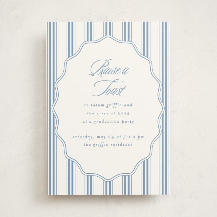 "Stately" - Graduation Party Invitations in Provincial Blue by Creo Study - Front