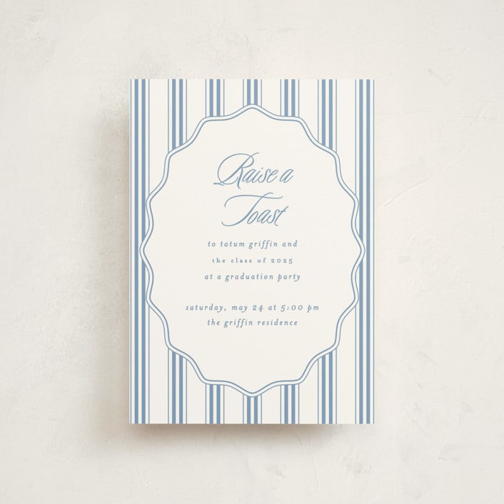 "Stately" - Graduation Party Invitations in Provincial Blue by Creo Study - Front