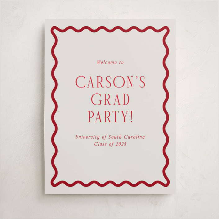 "Fun Border Frame" - Graduation Welcome Signs in Ruby by Jackie Crawford - Front