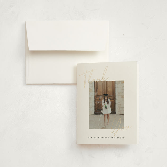 "Around the Corner" - Graduation Thank You Cards in Cloud by That Girl Press - Front