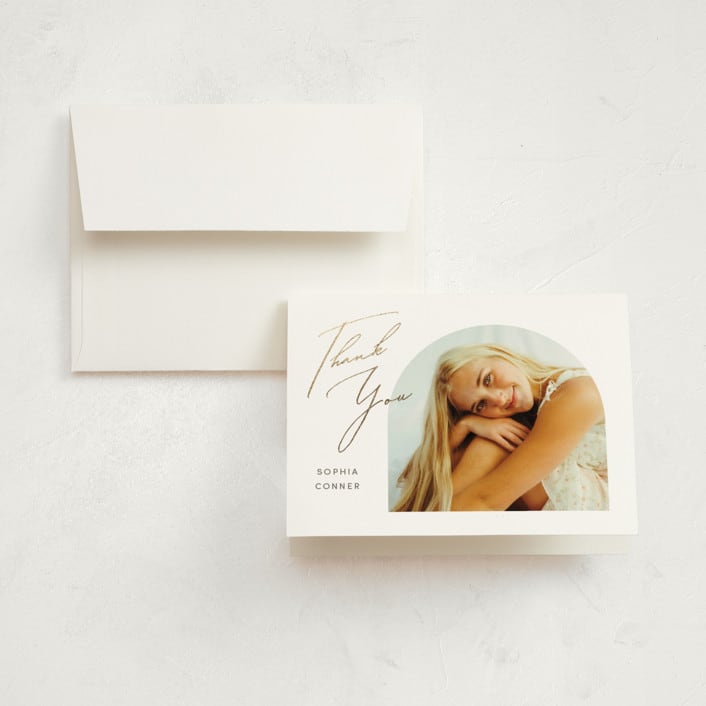 "Hoop" - Graduation Thank You Cards in Salt by Pixel and Hank - Front