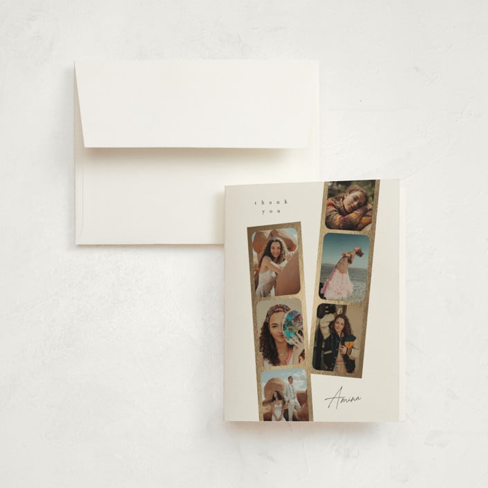 "Snapshots" - Graduation Thank You Cards in Pearl by Leah Bisch - Front