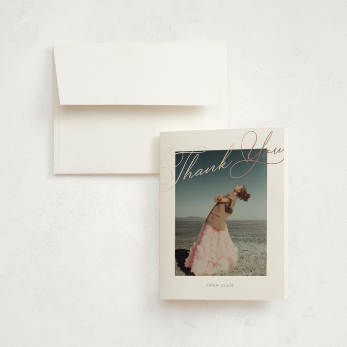 "Timeless Script" - Graduation Thank You Cards in Cotton by Susan Zinader - Front