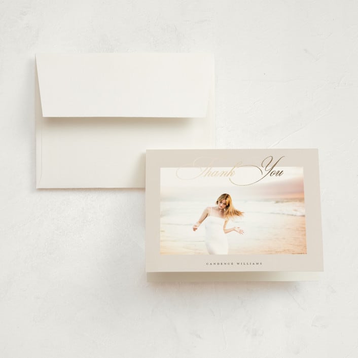 "Livia" - Graduation Thank You Cards in Cream by Jelena Vuletic - Front