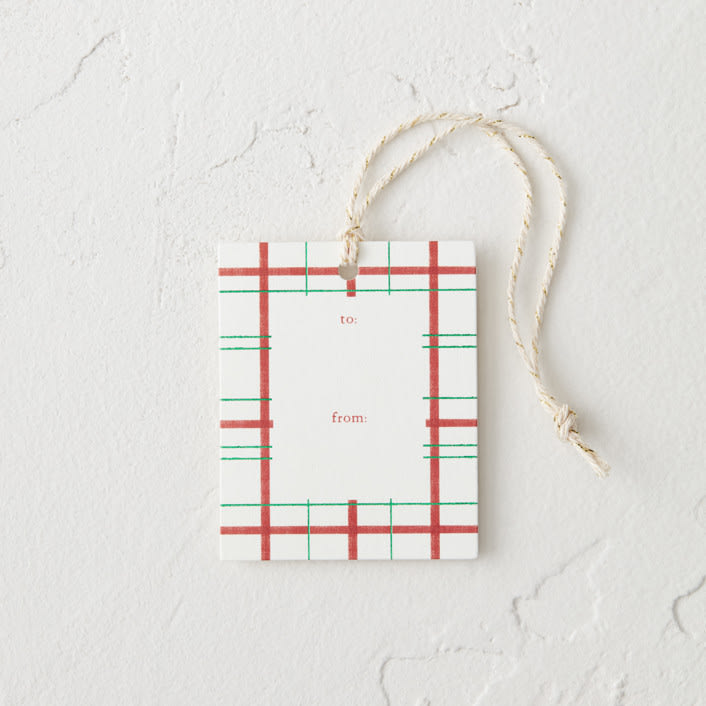 "Classic Merry Plaid" - Gift Tags in Peppermint by Baumbirdy