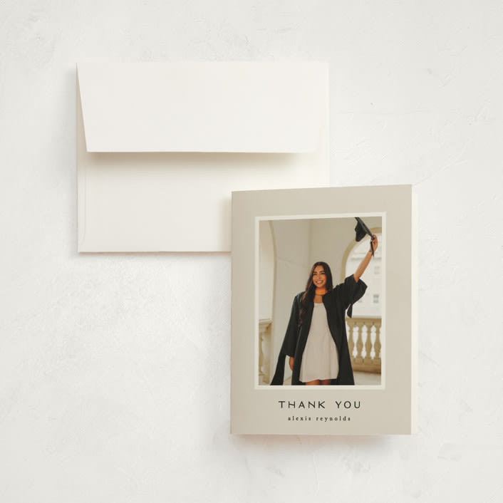 "Official Party" - Graduation Thank You Cards in Ecru by Hooray Creative - Front