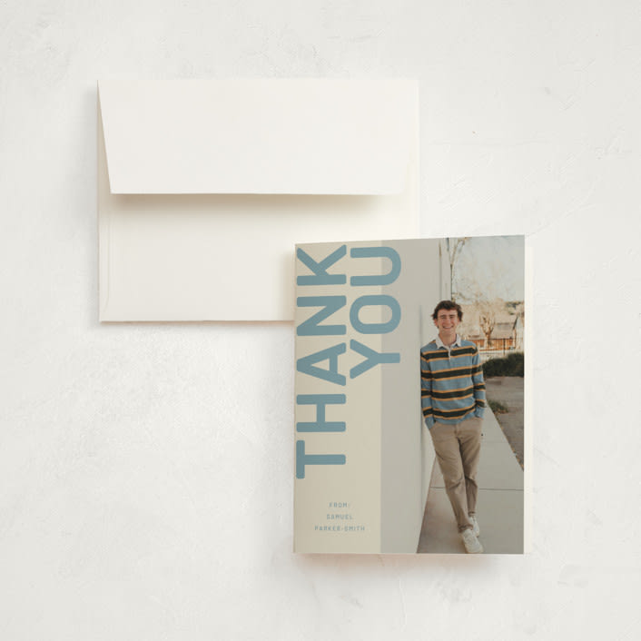 "Modern Year" - Graduation Thank You Cards in Lake by Kelly Watkins - Front