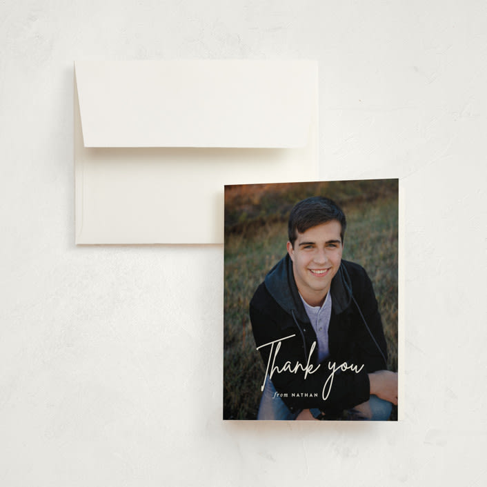 "Signed" - Graduation Thank You Cards in Pearl by Sara Hicks Malone - Front