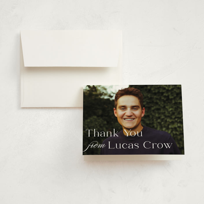 "Classical Grad" - Graduation Thank You Cards in Blanco by Megan Davis - Front