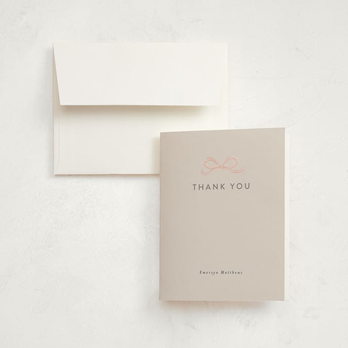 "Ribbon Frame" - Graduation Thank You Cards in Blush by Itsy Belle Studio - Front