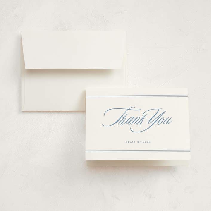 "Stately" - Graduation Thank You Cards in Provincial Blue by Creo Study - Front
