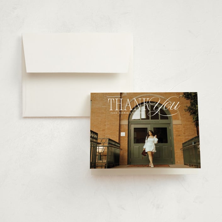 "Legato" - Graduation Thank You Cards in Crisp Linen by Erin L. Wilson - Front