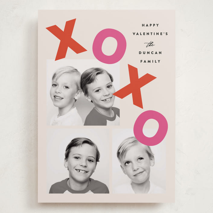 "Topsy Turvy XO" - Valentine's Day Cards in Strawberry by Maria Alou - Front