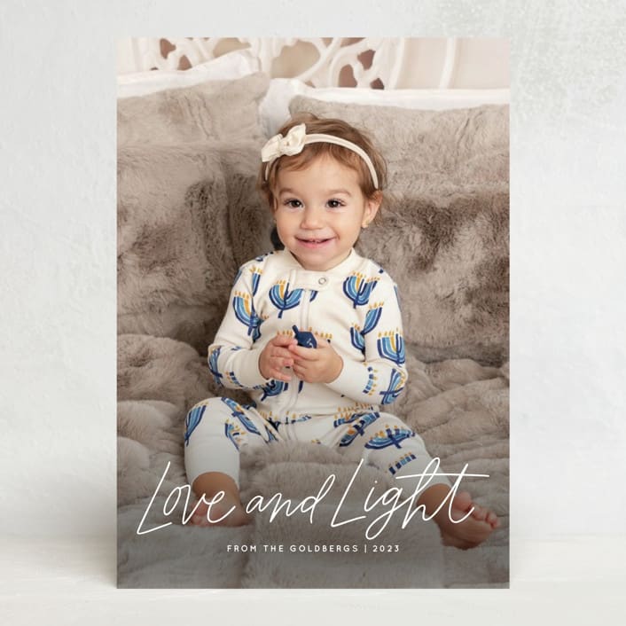 "Scripty Merry Christmas" - Hanukkah Cards in Ivory by Kristen Magee - Front