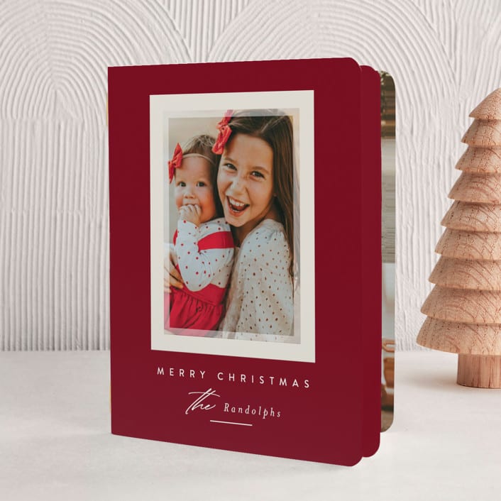 "Prism" - Holiday Booklette Cards in Cranberry by Jessica Williams - Front