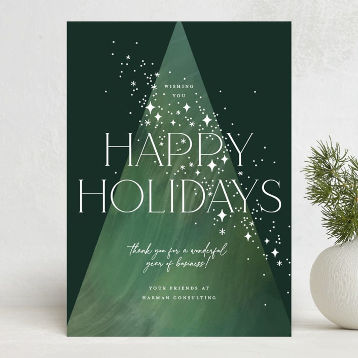 "Sparkling" - Holiday Cards in Pine by Paper Raven Co. - Front