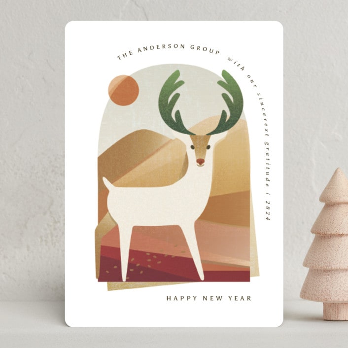 "Reindeer Holiday" - Holiday Cards in Wreath by Griffinbell Paper Co. - Front