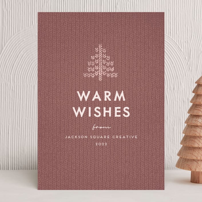 "Warm Knit" - Holiday Cards in Mulberry by Heather Cairl - Front