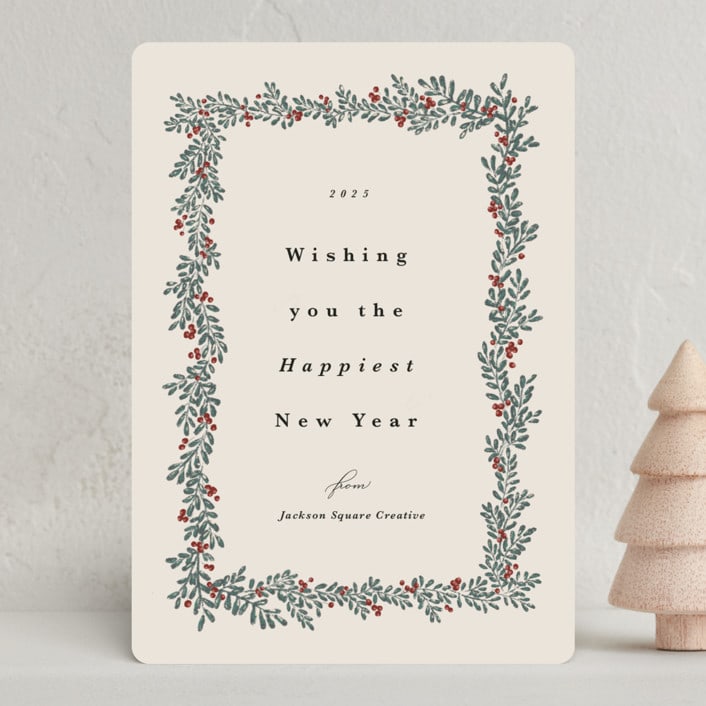 "Canneberge" - Holiday Cards in Almond by Kate Ahn - Front