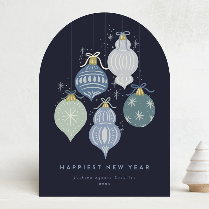 "Sparkling Ornaments" - Holiday Cards in Icicle by Joanna Griffin - Front