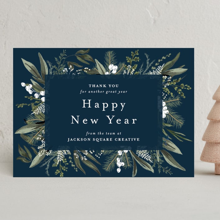 "Holiday Botanical" - Holiday Cards in Blue Spruce by Susan Moyal - Front
