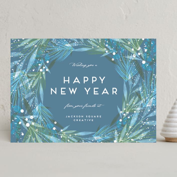 "Winterland Floristry" - Holiday Cards in Blue Spruce by Jan Shepherd - Front