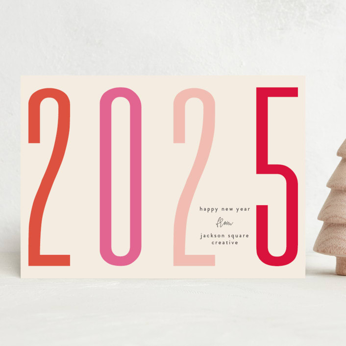 "Bold New Year" - Holiday Cards in Santa Suit by Gwen Bedat - Front