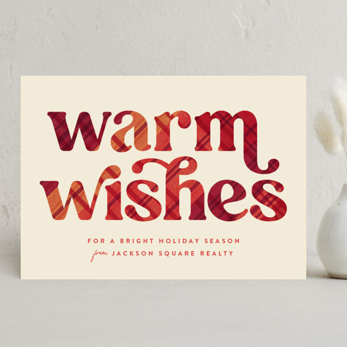"Warmest Wishes" - Holiday Cards in Berry by Robert and Stella - Front