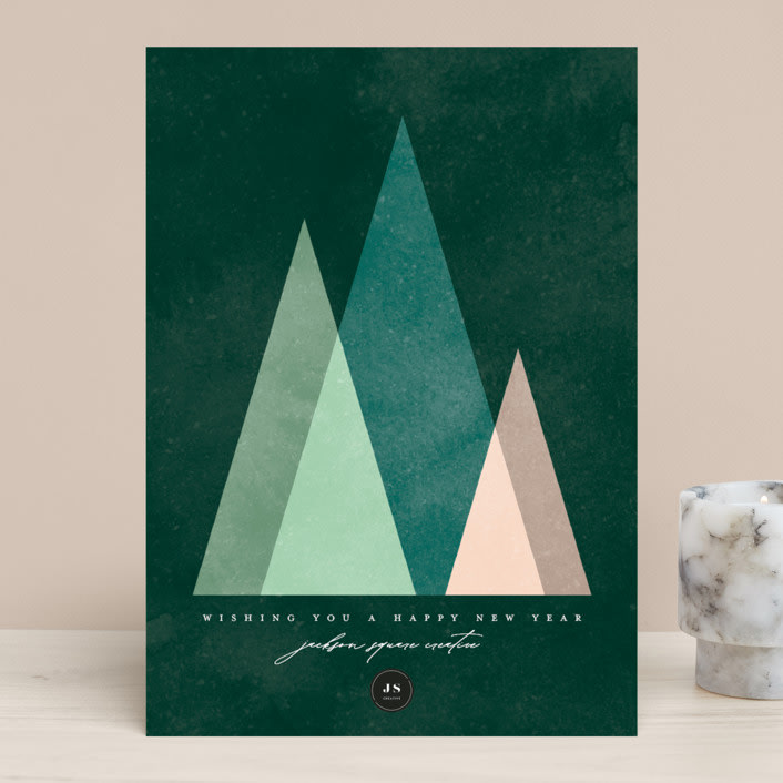 "Triangle Tree" - Holiday Cards in Wintergreen by Kelly Schmidt - Front