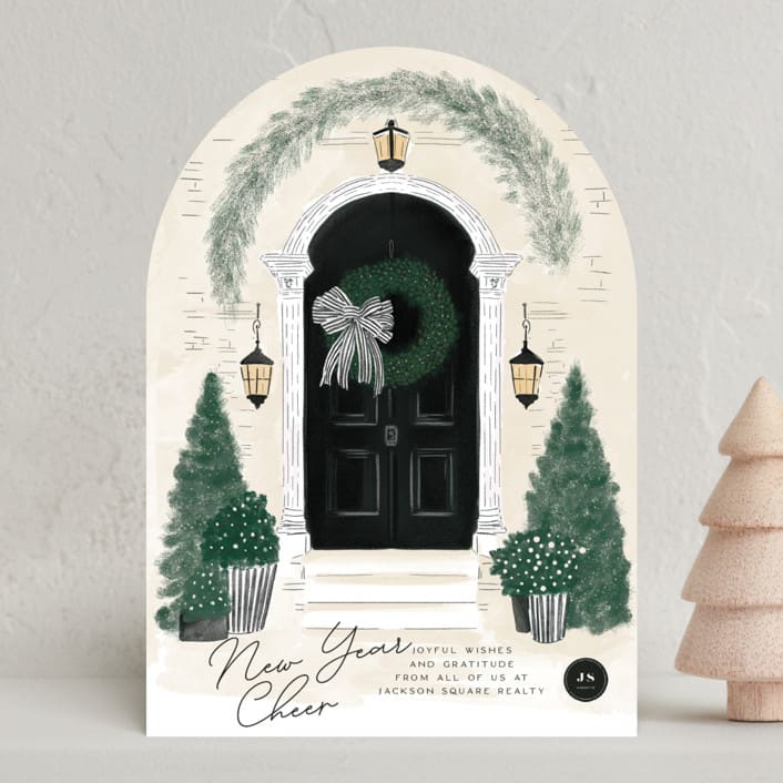 "A Door" - Holiday Cards in Noir by Jenna Holcomb - Front