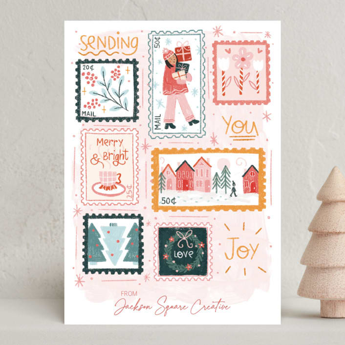 "Joyful holiday stamps" - Holiday Cards in Rosy Cheeks by Another Please - Front