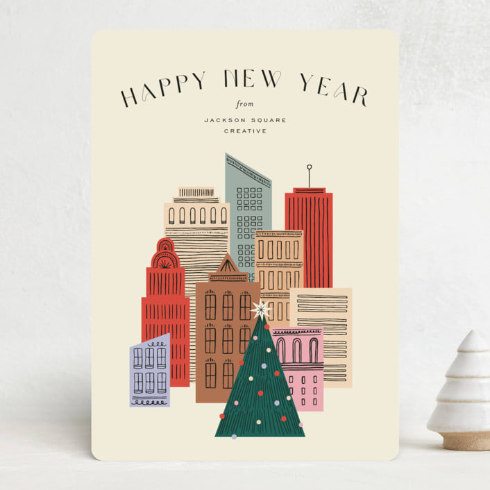 "Holiday Cityscape" - Holiday Cards in Sunny by Pixel and Hank - Front
