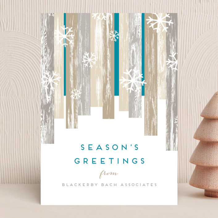 "Modern Forest" - Holiday Cards in Azure by Kaydi Bishop - Front