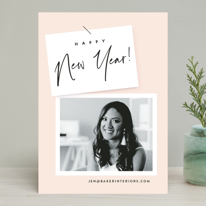 "A BUSINESS CARD" - Holiday Cards in Blush by Susan Brown - Front